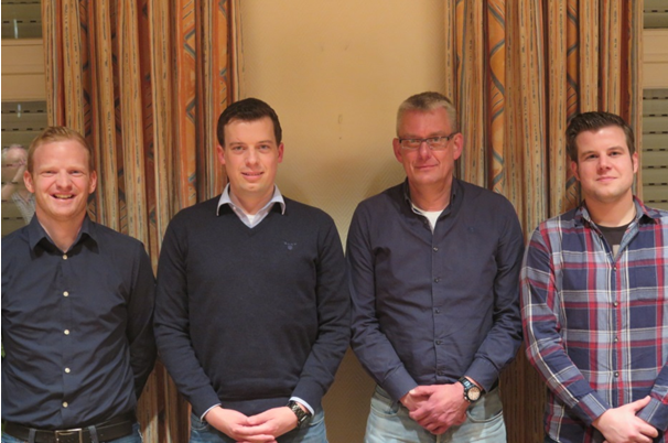 Die neue „Vorstandsspitze“ des SC Grün-Weiß Vardingholt (v.l.n.r.): Jonas Beckmann, „Alt-Vorsitzender“ Bernd Dalhaus, Klaus Steverding, Bernd Theling
