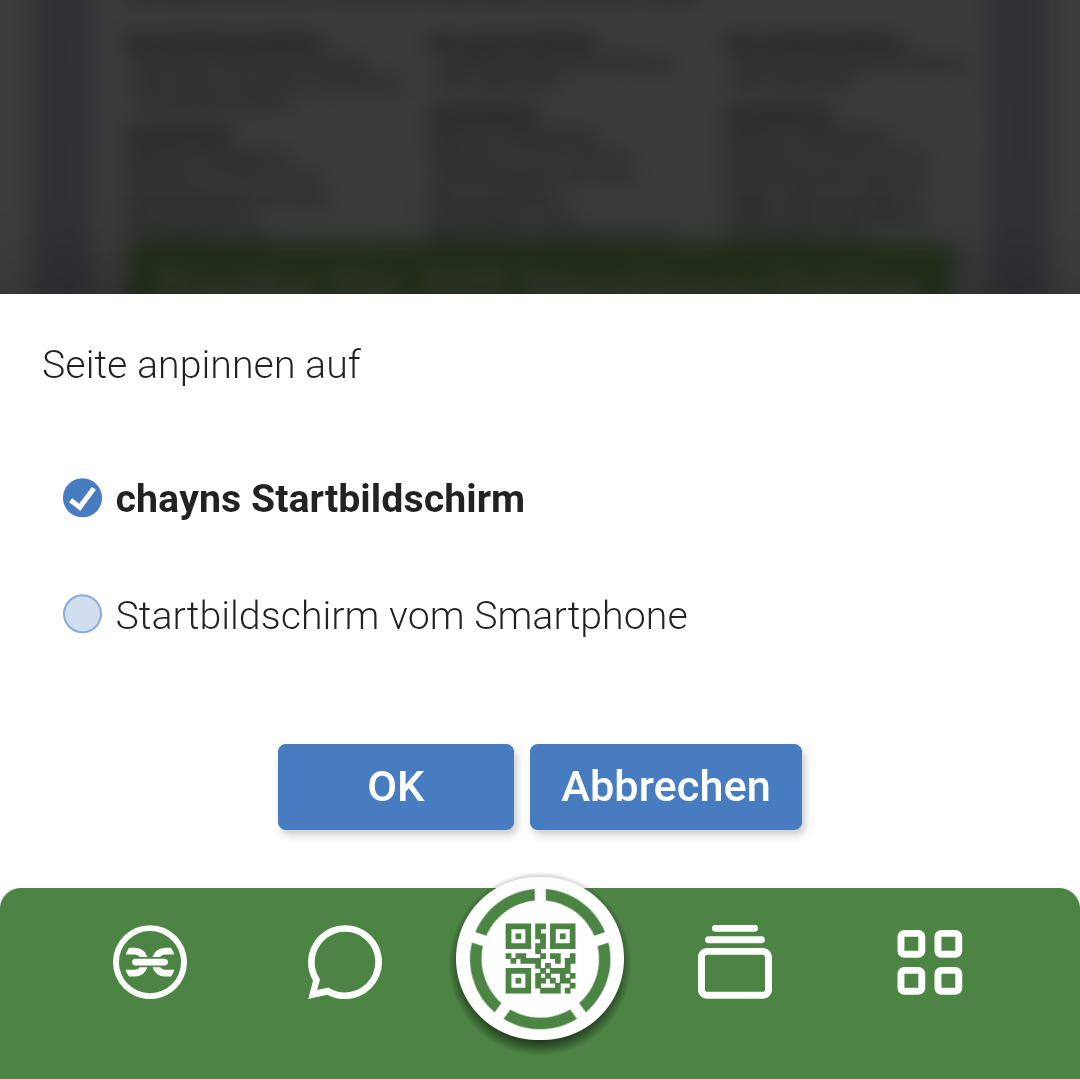 Seite anpinnen
